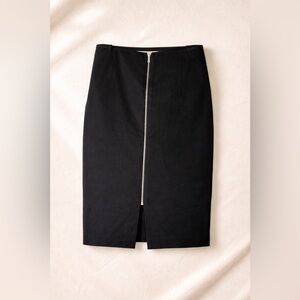 Elliott Lauren Black Front Zip Midi Pencil Skirt Size 8